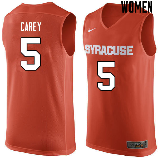 Women #5 Jalen Carey Syracuse Orange College Basketball Jerseys Sale-Orange